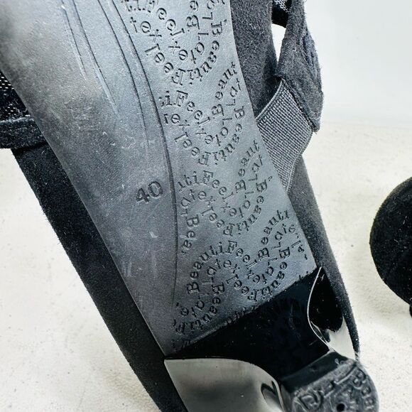 BEAUTIFEEL Black Suede Leather Heels Pumps US 9-9,5 EU 40 - Picture 8 of 8